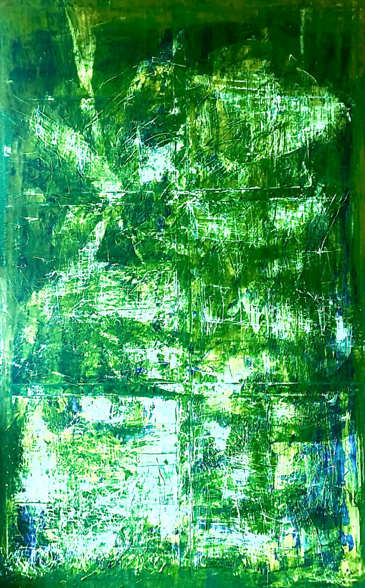 Aus der Serie Scratched - Freilegen durch Widerstände Paul Olivier No. 5 Acryl und Spachtelmasse auf Leinwand (220 x 140 cm) 2019